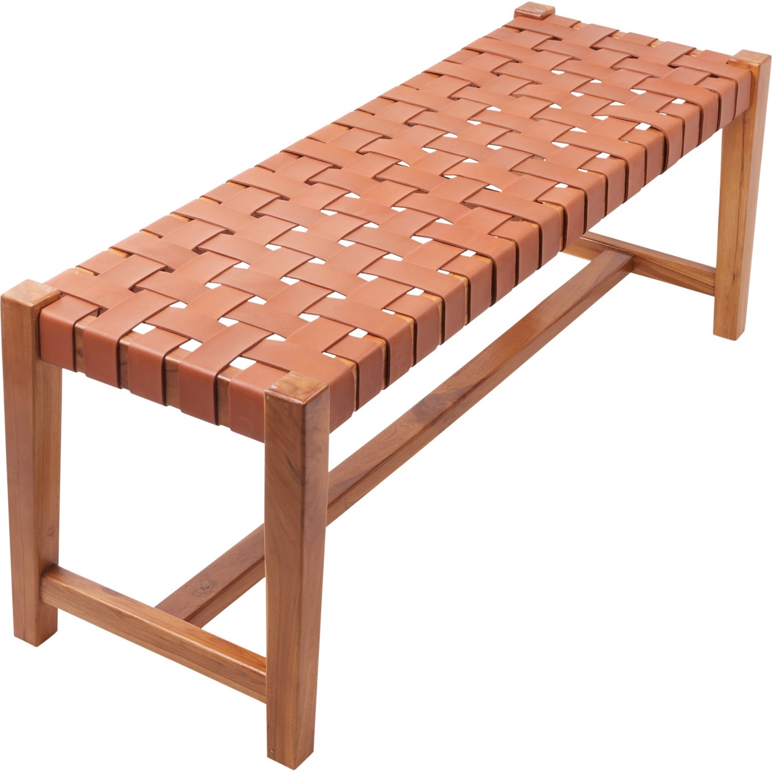 UMA Genuine Leather and Teak Bench 47x17x18” Save 24
