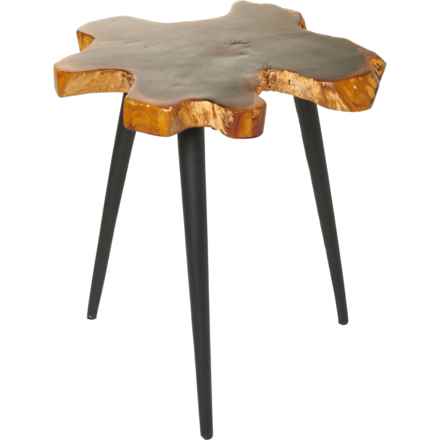Natural Edge Wood Side Table with Metal Legs - 24x19” in Natural