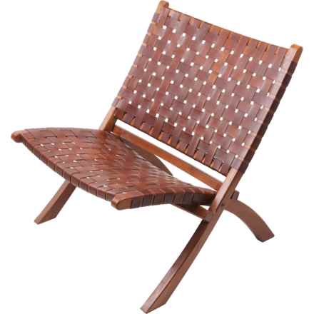 Woven Leather Chair - 26x30” in Brown