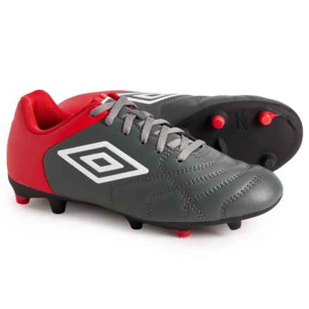 Umbro Boys and Girls Classico XI FG Soccer Cleats in Grey/Red