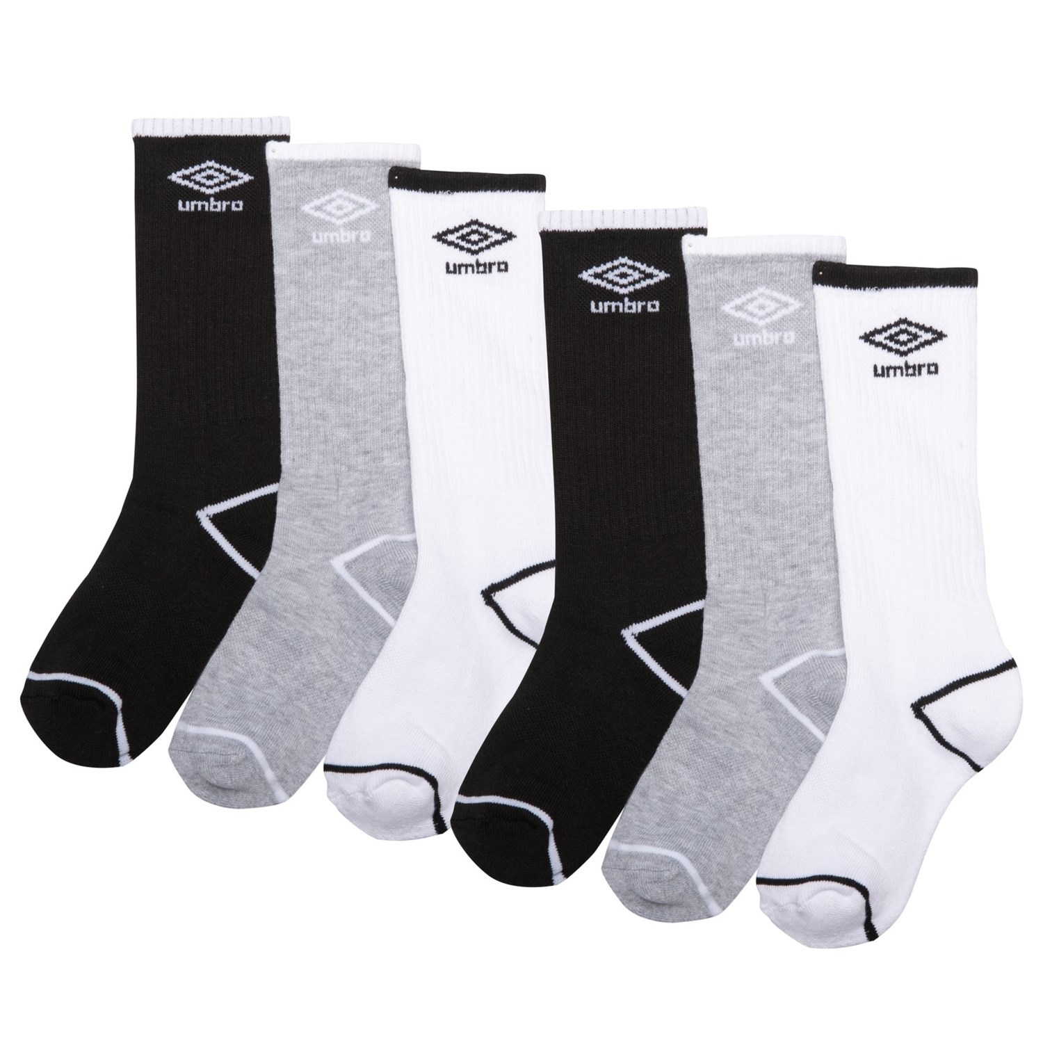 Umbro Logo Core Socks- 6-Pack, Crew (For Boys) - Save 30%