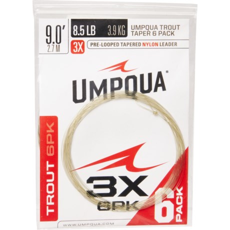 UMPQUA Trout Taper Leader - 6-Pack, 9’ in Clear