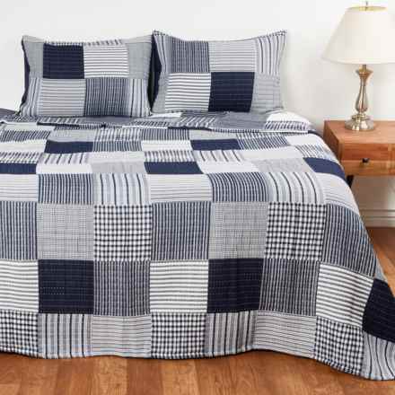 Urban Studio Full-Queen Union Patchwork Quilt Set - 400 gsm, Navy in Navy