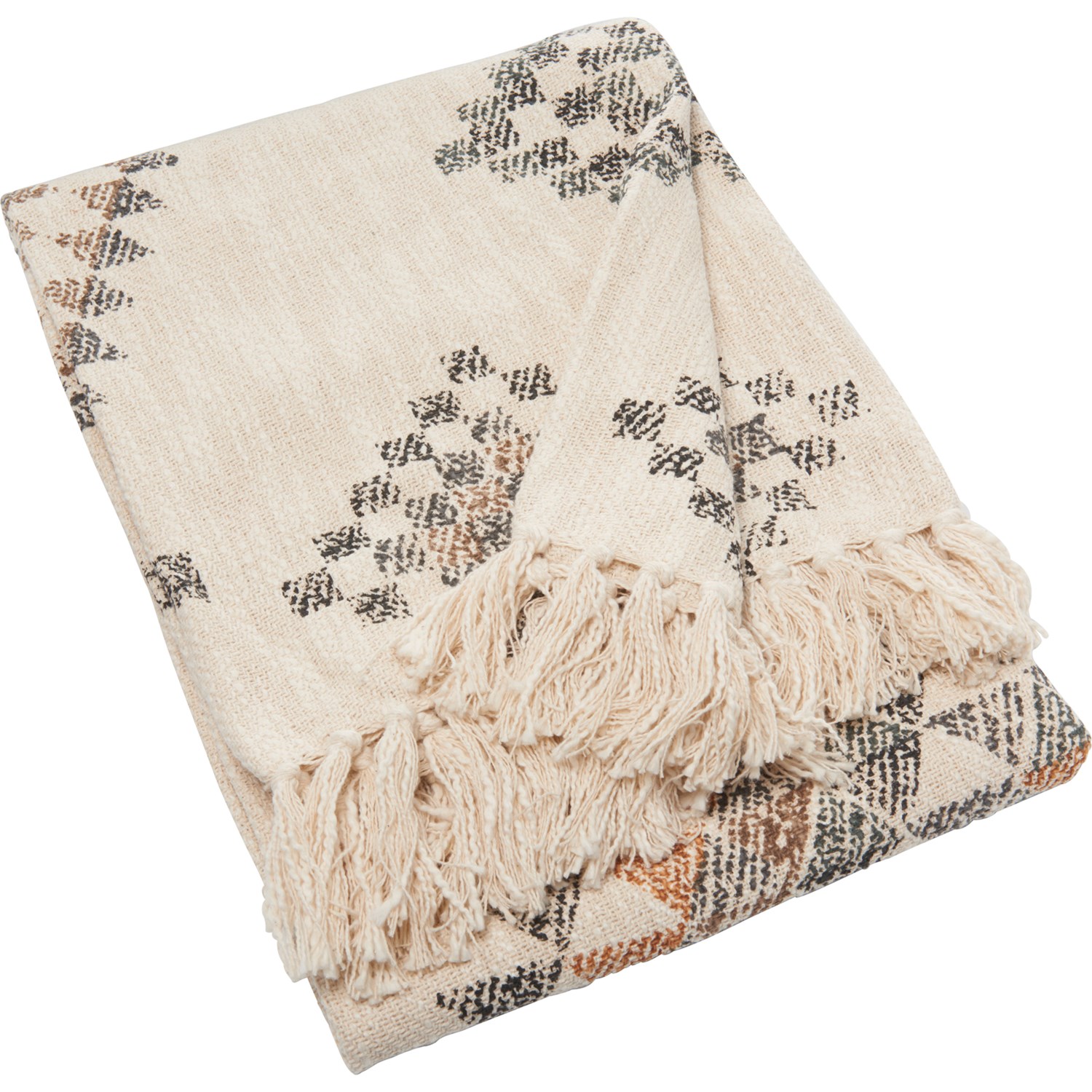 Urban86 100 Cotton Handprint Slub Throw Blanket 50x60”, Gold Save 43