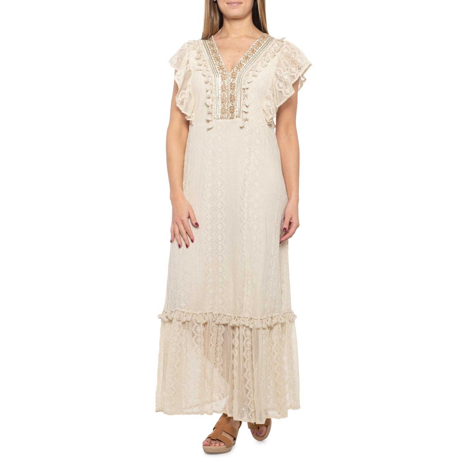 ivory lace maxi dress
