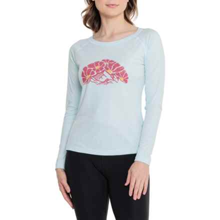 Vapor Apparel Graphic Sun Protection Shirt - UPF 50+, Long Sleeve in Arctic Blue/Floral Mountain
