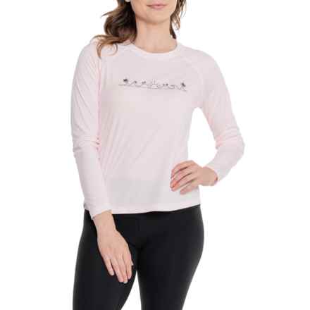 Vapor Apparel Graphic Sun Protection Shirt - UPF 50+, Long Sleeve in Pink Blossom/Waves And Sun