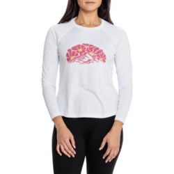 Vapor Apparel Graphic Sun Protection Shirt - UPF 50+, Long Sleeve in White/Floral Mountain