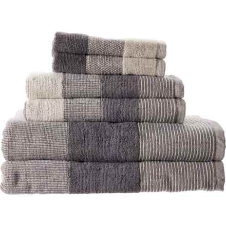 VAURNA Mingle Check Jacquard Towel Set - 6-Piece, Charcoal in Charcoal