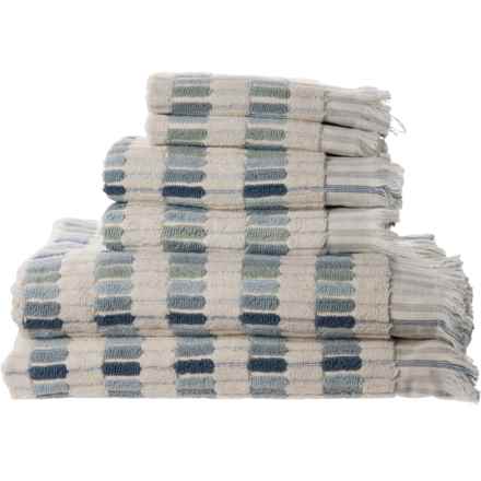 VAURNA Shaggy Ribbed Bath Towel Set - 6-Piece, Blue in Blue