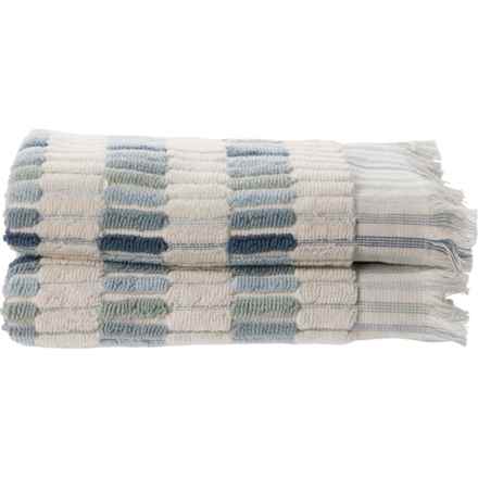 VAURNA Shaggy Ribbed Hand Towel - 2-Pack, 16x28”, Blue in Blue