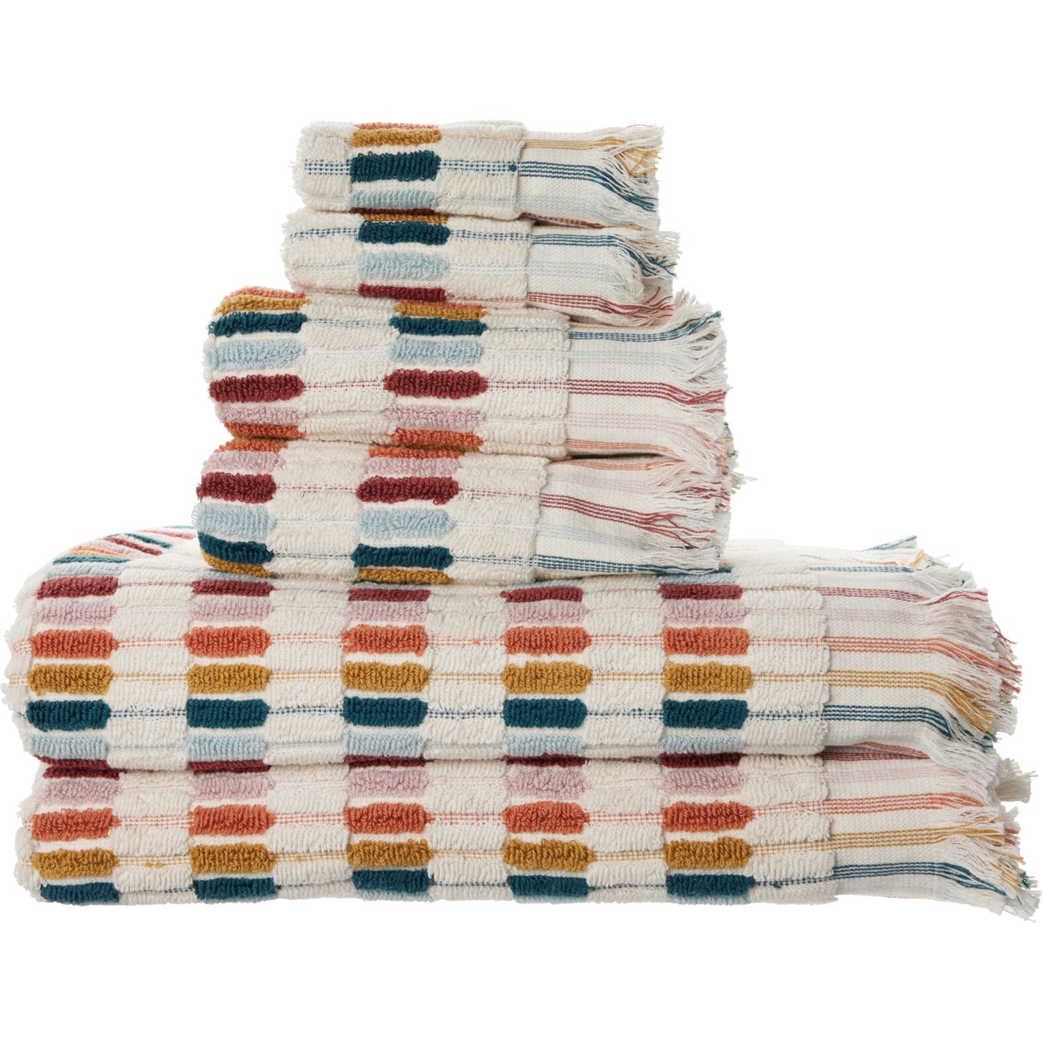 VAURNA Shaggy Ribbed Towel Set - 6-Piece, Multi - Save 46%