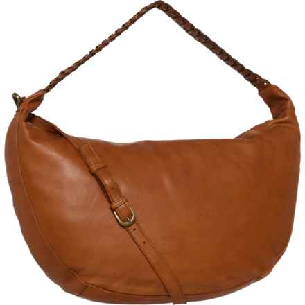 Vilenka Crescent Slouchy Hobo Bag with Braided Handle - Leather in Tan