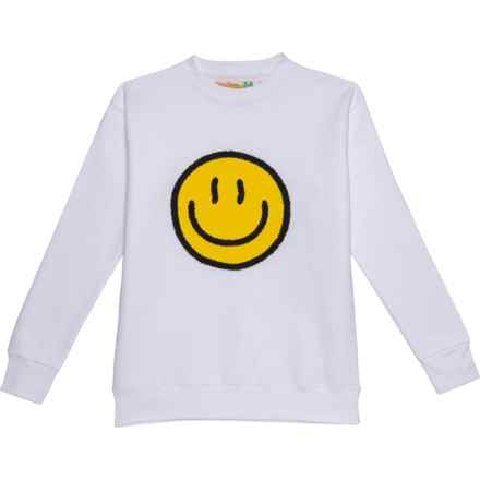 VINTAGE HAVANA Big Girls Allover Smiley Sweatshirt in White