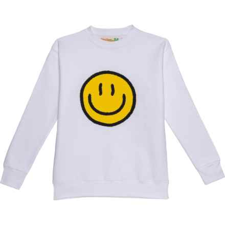 VINTAGE HAVANA Big Girls Allover Smiley Sweatshirt in White