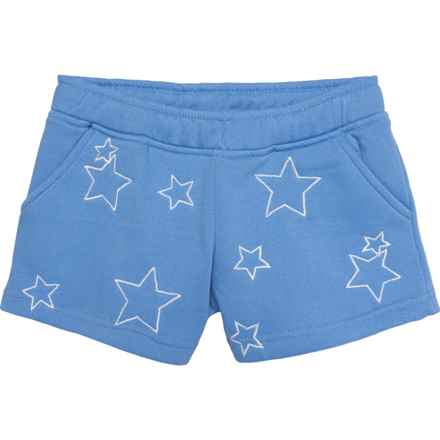 VINTAGE HAVANA Big Girls Burnout White Stars Shorts in Summer Blue
