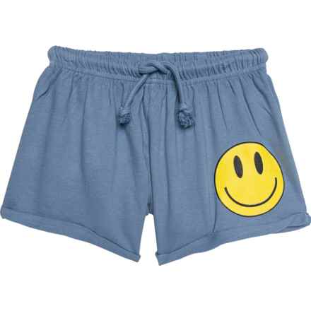 VINTAGE HAVANA Big Girls French Terry Smiley Shorts in Spring Indigo