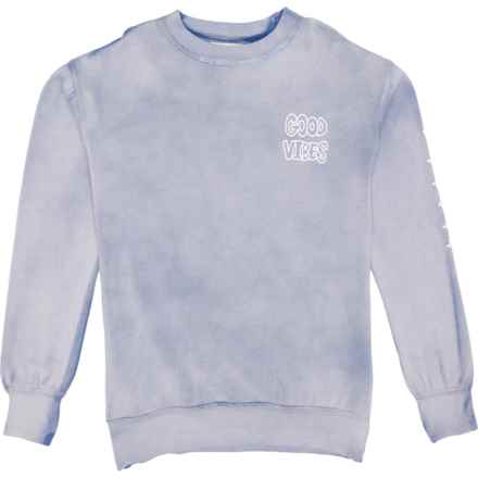 VINTAGE HAVANA Big Girls Good Vibes Crew Neck Sweatshirt in Washed Lilac