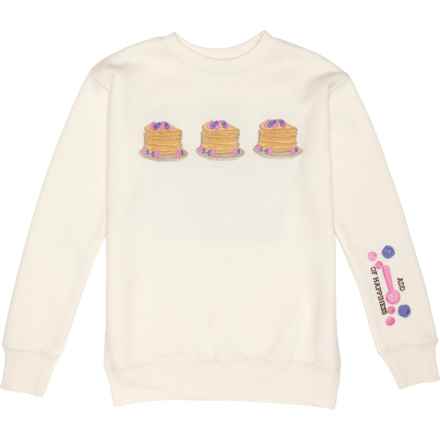 VINTAGE HAVANA Big Girls Pancake Crew Neck Sweatshirt in Ivory