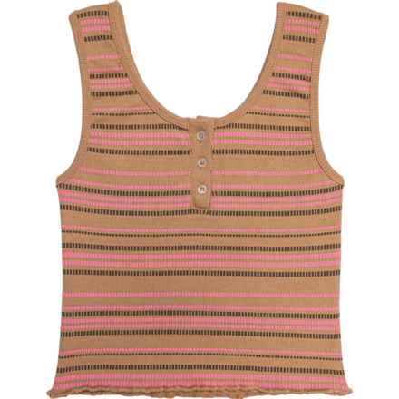 VINTAGE HAVANA Big Girls Striped Henley Tank Top in Stripe