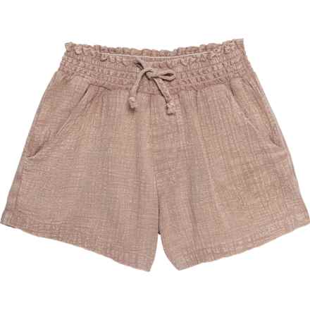 VINTAGE HAVANA Big Girls Washed Textured Shorts in Violet Mauve