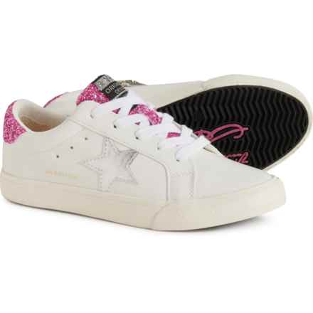 VINTAGE HAVANA Girls Blair Sneakers - Leather in White/Pink Glitter Pop