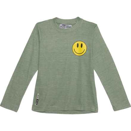 VINTAGE HAVANA Little Boys One Happy Dude T-Shirt - Long Sleeve in Lt Olive