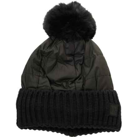 VINTAGE HAVANA Puffer Pom Beanie - Fleece Lined in Black