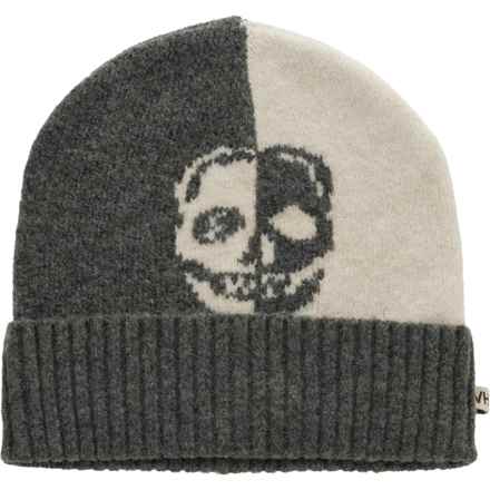 VINTAGE HAVANA Skull Pattern Beanie in Charcoal