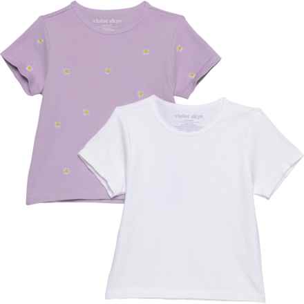 VIOLET SKYE Big Girls Seamless T-Shirt - 2-Pack, Short Sleeve in White/Lilac Daisies