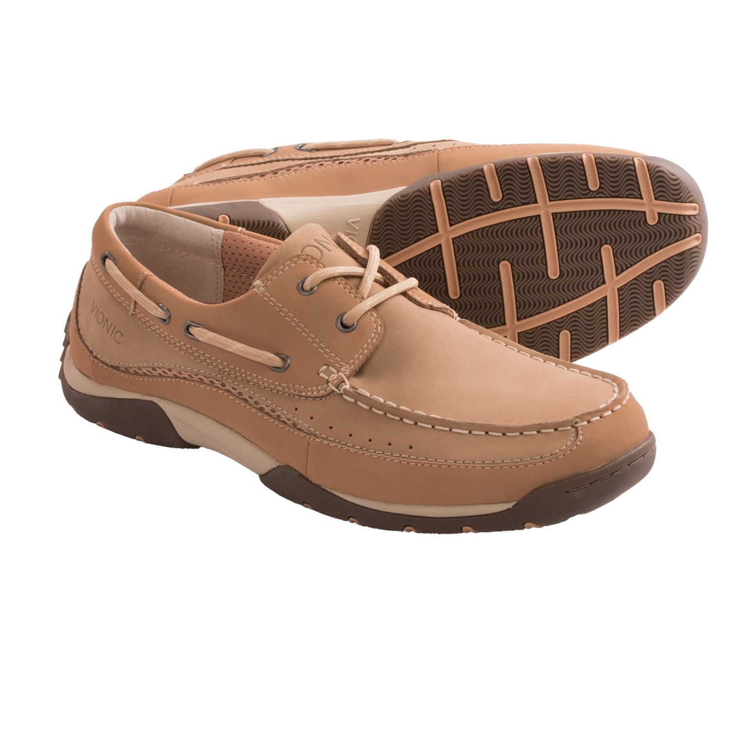 Vionic with Orthaheel Technology Eddy Boat Shoes (For Men) in Sand