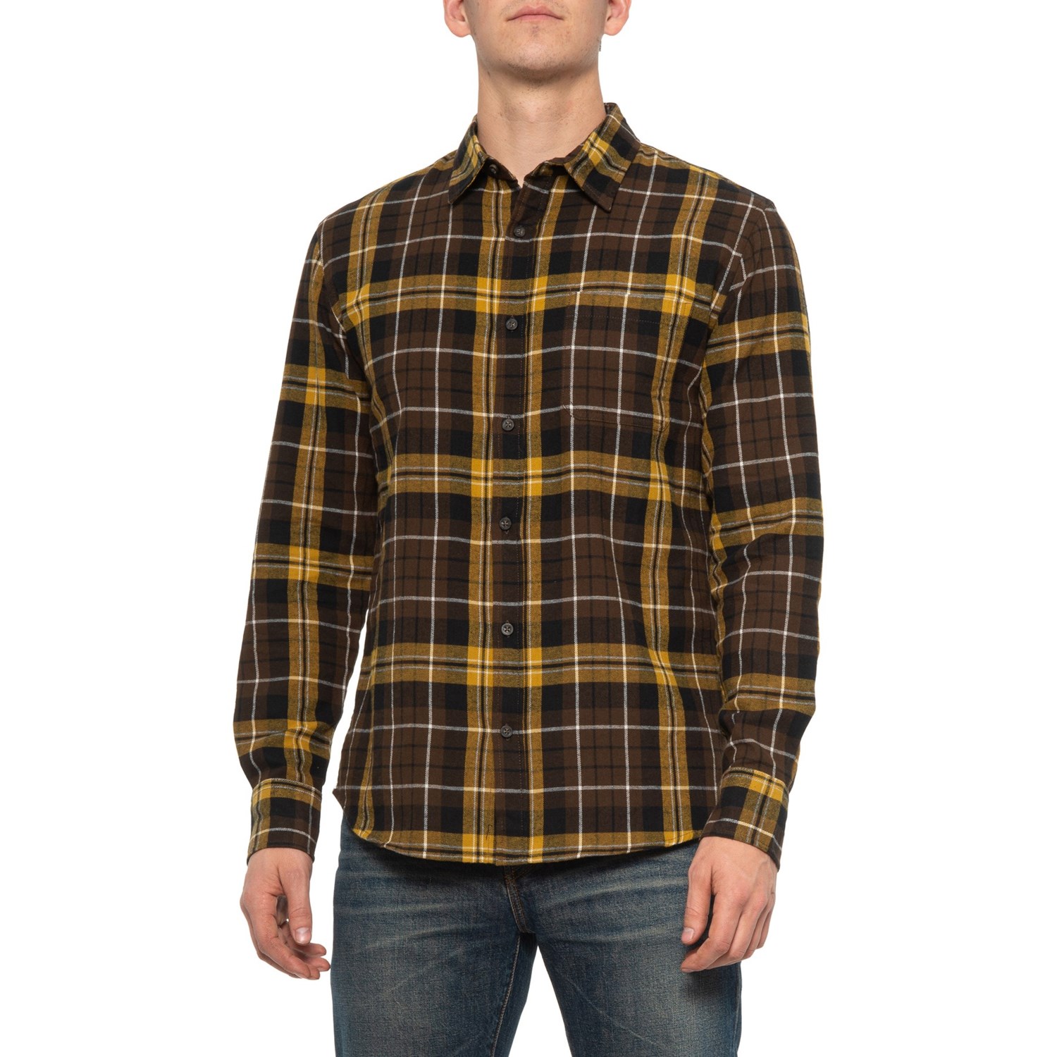 Visitor Black Yellow Plaid Flannel Shirt For Men Save 70