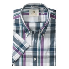 Viyella Multi-Madras Plaid Sport Shirt - Short Sleeve (For Men) in Teal/Purple/Grey - Closeouts