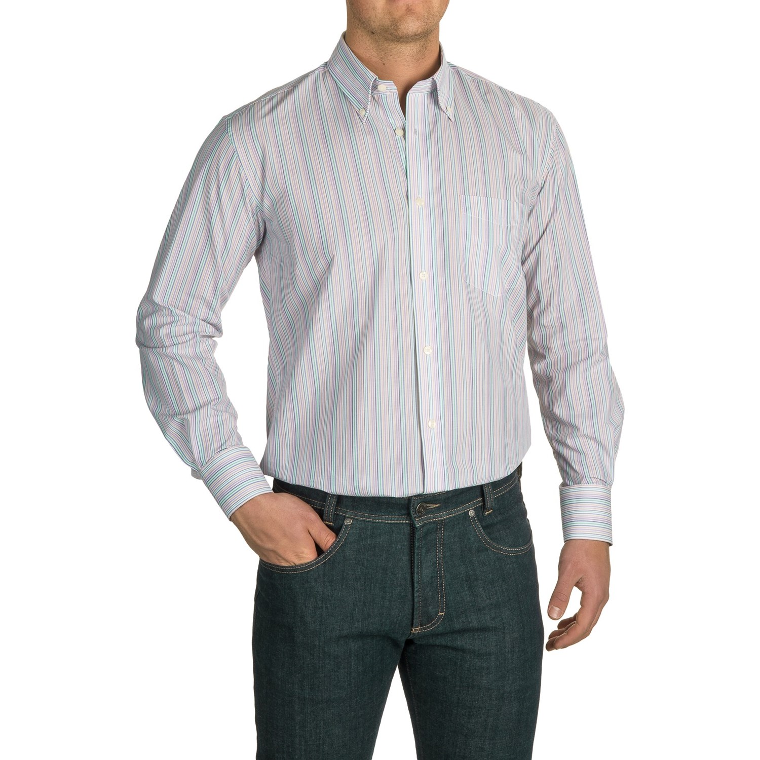 Viyella Multi-Stripe Sport Shirt (For Men) - Save 76%