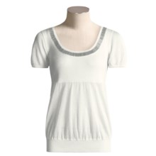 Votre Nom Metallic Detailed Sweater - Short Sleeve (For Women) in White - Closeouts