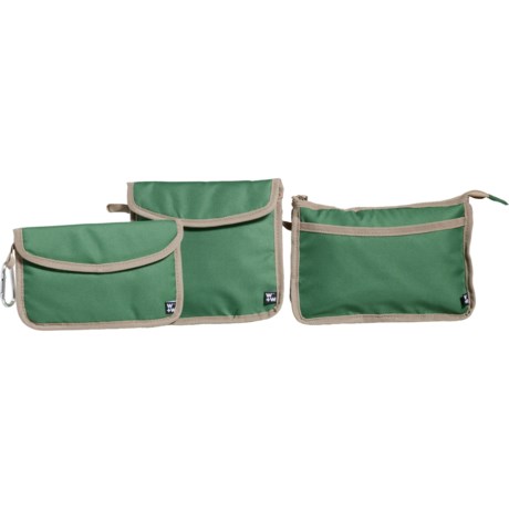 W+W Cooler Bags Set with Carabiner - 4-Piece in Green/Beige