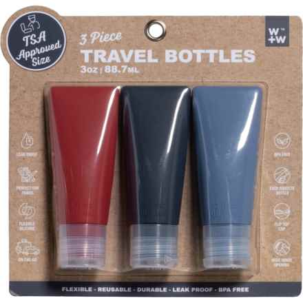 W+W Flip Top Travel Bottles - 3-Piece, 3 oz. in Red/Black/Blue