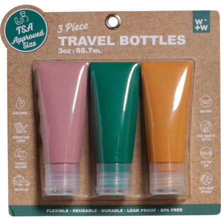 W+W Flip Top Travel Bottles - 3-Piece, 3 oz. in Vtp/Vdg/Sdi