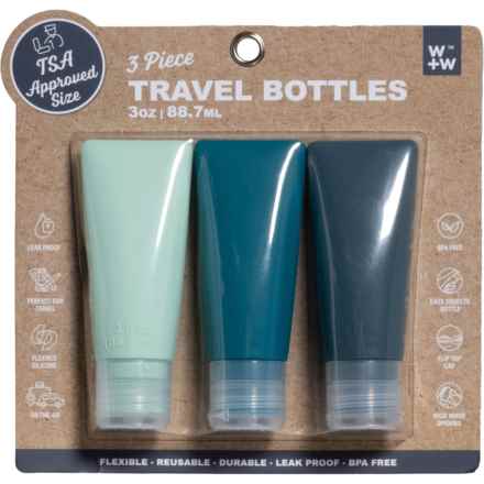 W+W Square-Top Travel Bottles - 3-Pack, 3 oz. in Green/Teal/Black
