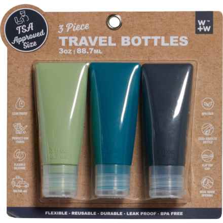 W+W Square-Top Travel Bottles - 3-Pack, 3 oz. in Lf/Dlg/Ste