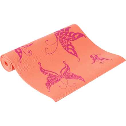Wai Lana Butterfly Print Yoga Mat - 6 mm, 68x24” in Coral