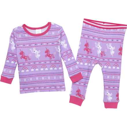 Watson's Infant and Toddler Girls Soft and Cozy Base Layer Set - Long Sleeve in Lilac Fairisle Unicorn