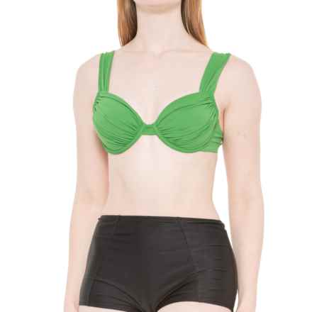 WE WORE WHAT Claudia Ruched Bikini Top - Underwire (For Women) in Palm Green