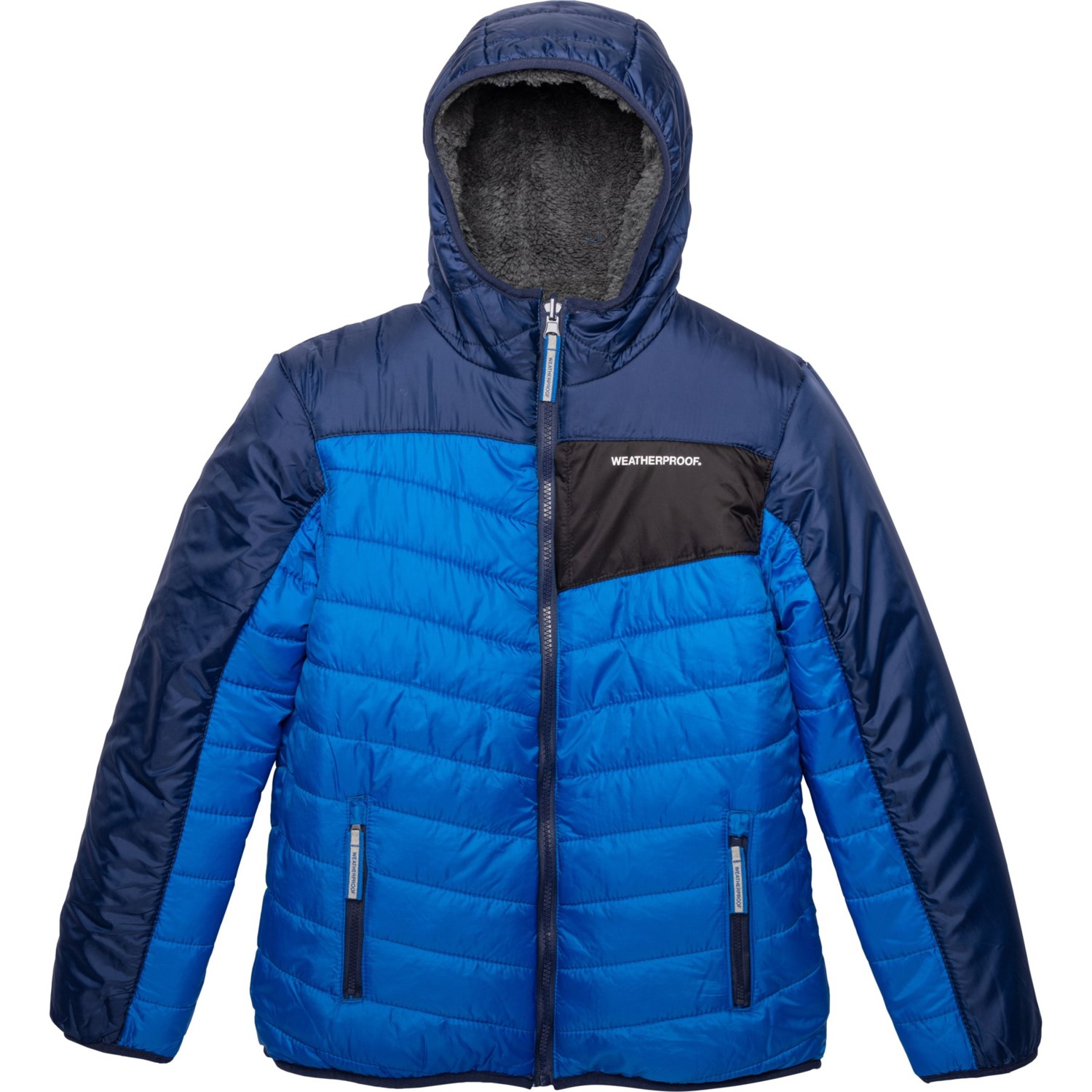 weatherproof reversible cozy sherpa jacket