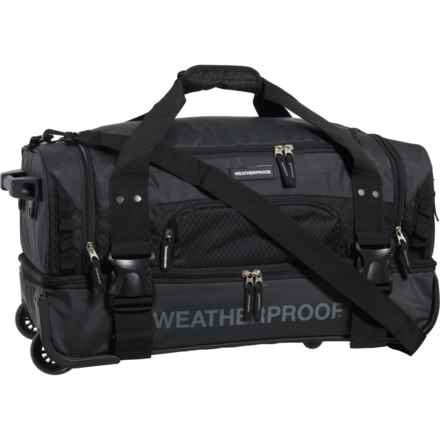Weatherproof Vintage 22” Split Case Rolling Duffel Bag - Softside, Black in Black