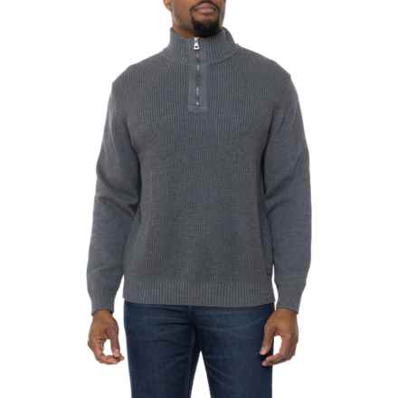 Weatherproof Vintage Allover Stitch Pullover Sweater - Zip Neck in Smoke Grey Heather