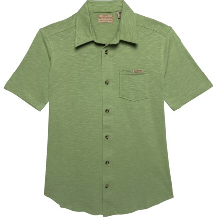 Weatherproof Vintage Big Boys Button-Front Slub Jersey Shirt - Short Sleeve in Sage