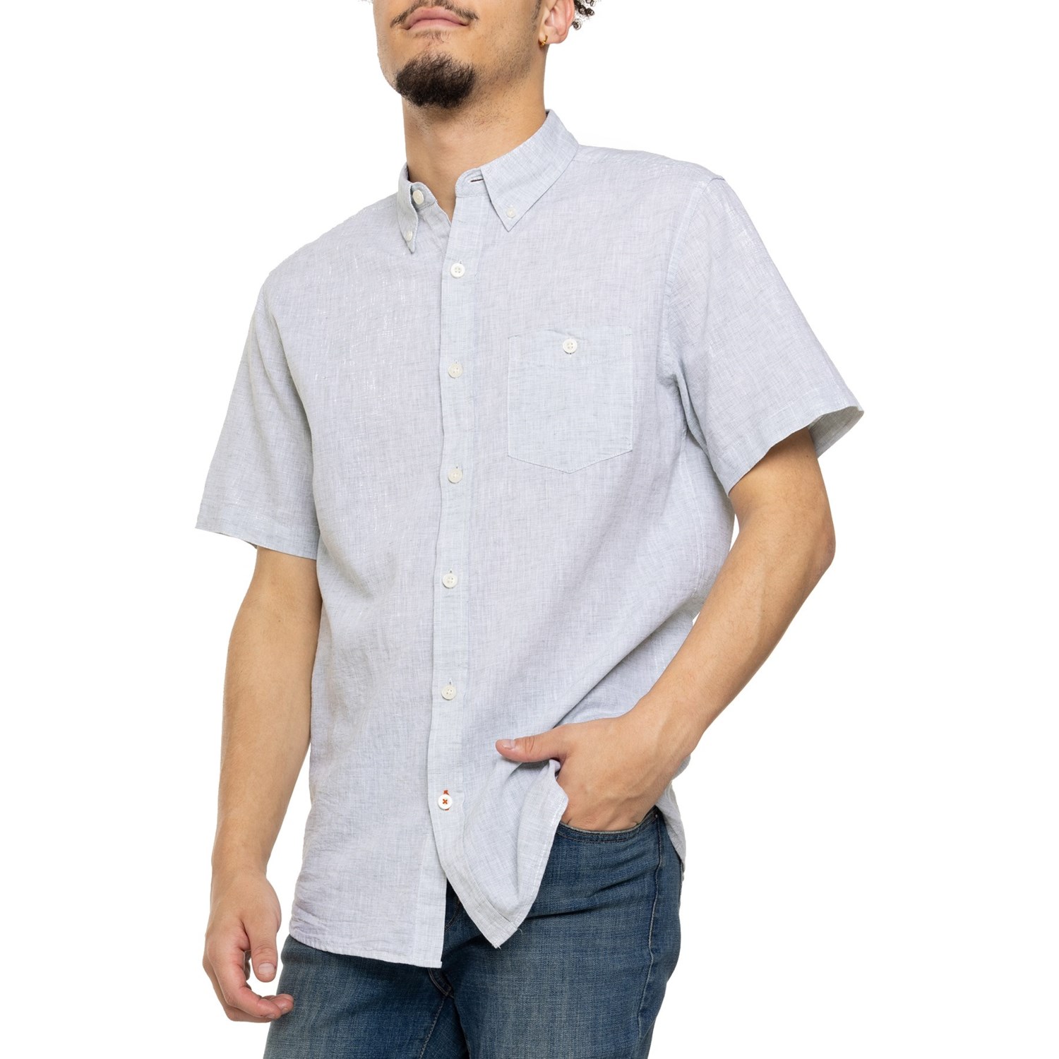 Weatherproof Vintage Button Front Linen and Cotton Shirt - Short Sleeve ...