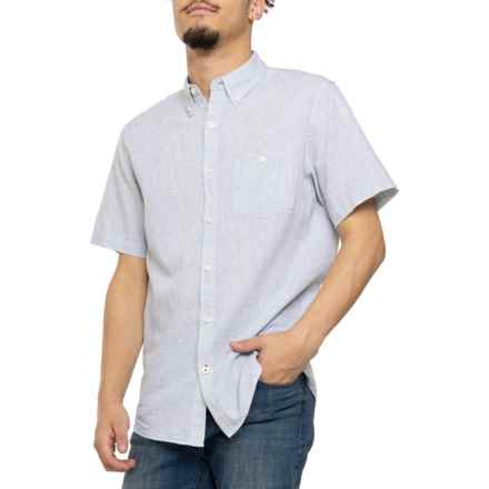 Weatherproof Vintage Button Front Linen and Cotton Shirt - Short Sleeve in Hedge Green