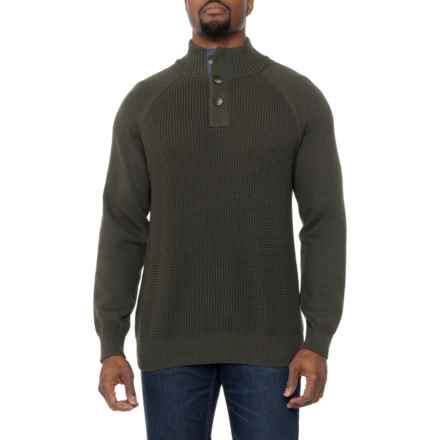Weatherproof Vintage Button Mock-Neck Sweater in Military Olive